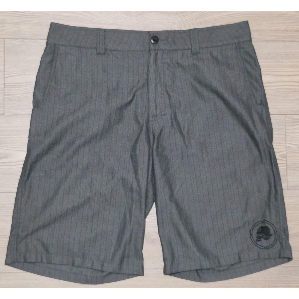 Metal Mulisha Y2K Pin Stripe Chino Shorts Mens Size 38 Gray Black 11" Inseam